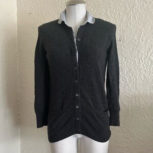 Vince Dark Gray Layered Look Cashmere Sweater Medium